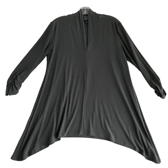 Clara Sunwoo Blouse Top Women Sz M Gray Lagenlook Long Sleeve Wrinkle Free - Picture 2 of 9